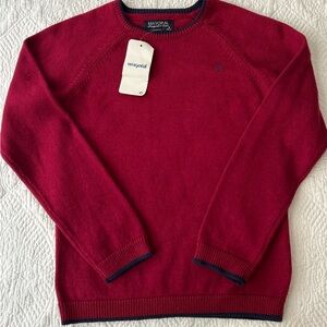 NWT Mayoral Cotton/wool sweater. Cranberry red/navy.Size 9. Holiday sweater!